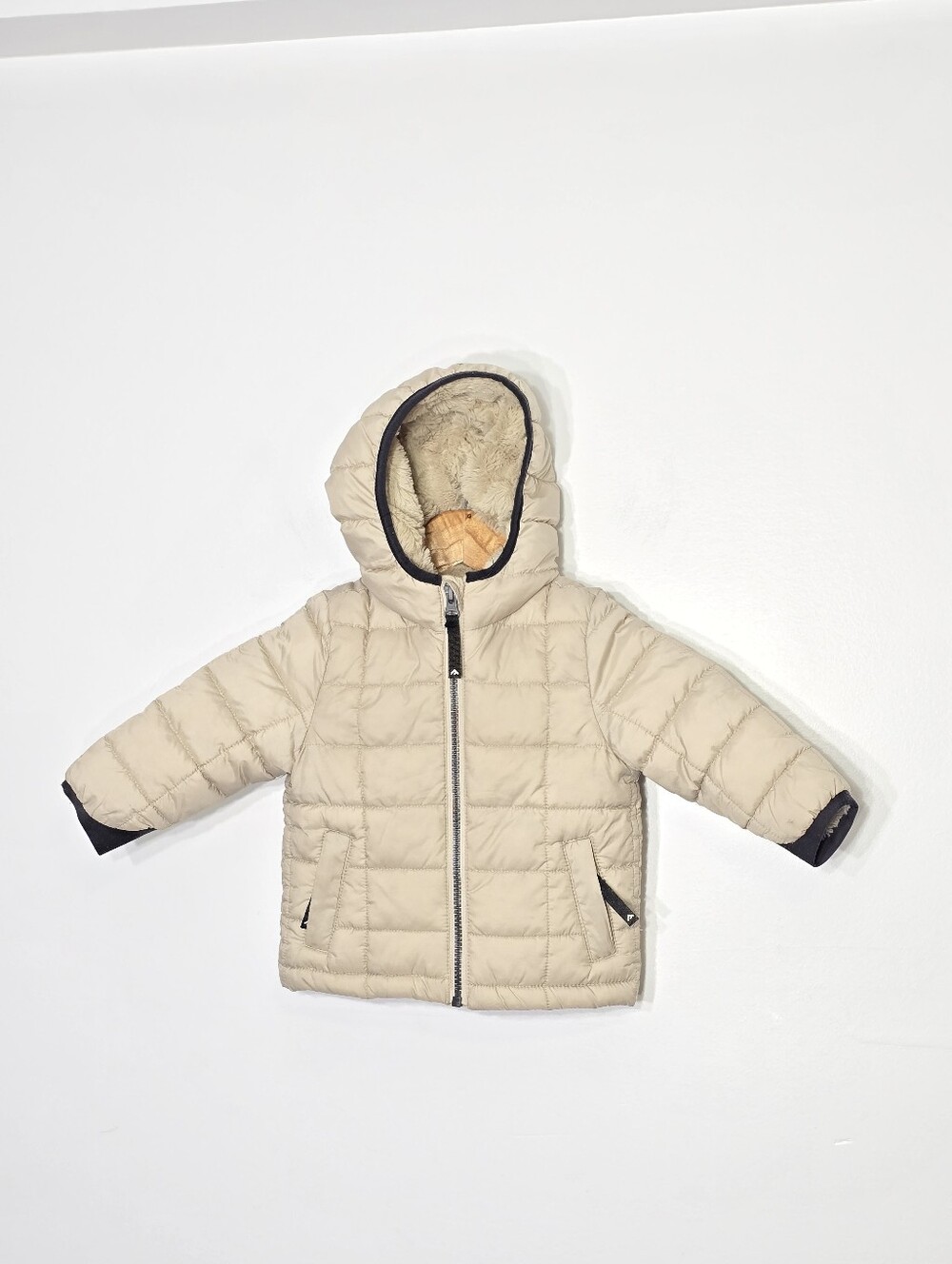 Black Mountain Toddler Tan Puffer Soft Warm Inside Hodded Zip Pockets 12Months